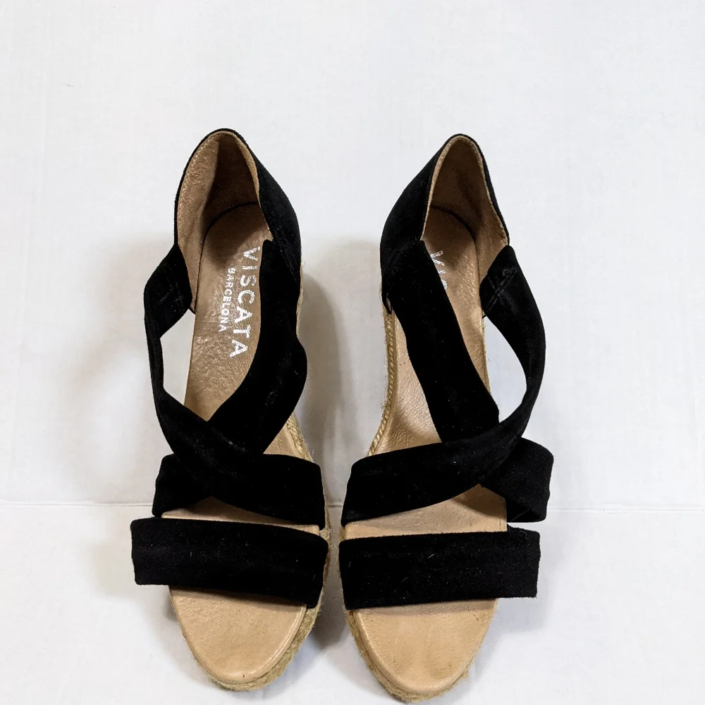 Viscata Barcelona black espadrille wedge sandal